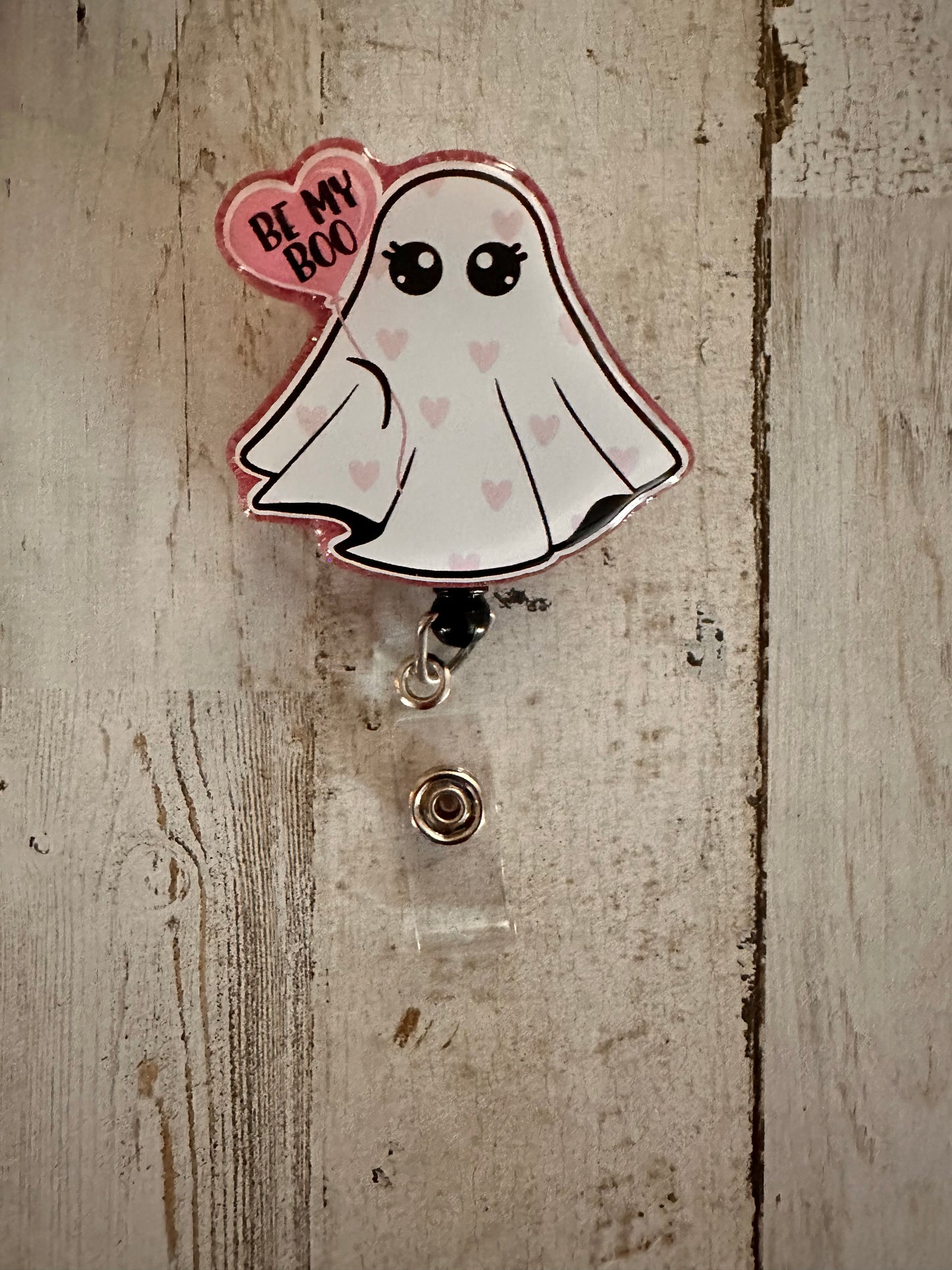 Be My Boo Ghost Valentine Badge Reel