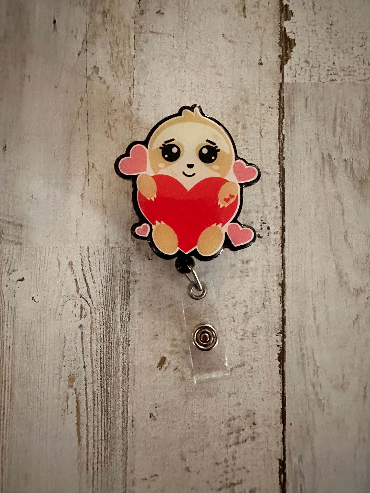 Sloth Valentine Badge Reel