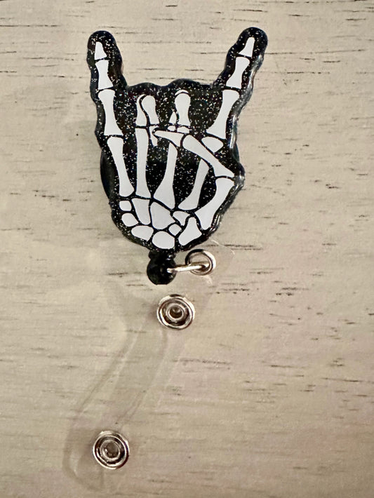 Rock on Skeleton retractable Badge reel